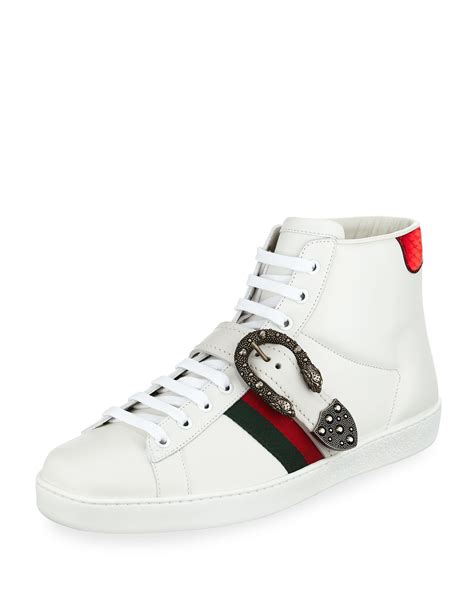 gucci ace leather sneaker men|Gucci ace high top sneakers.